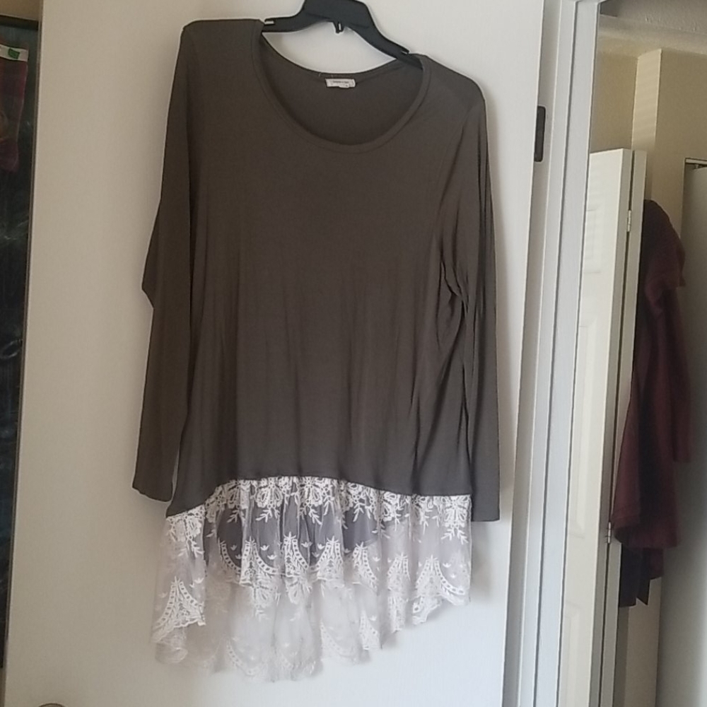 Army Green lace blouse